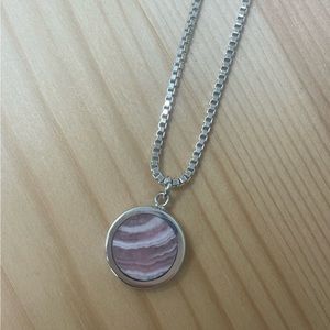 Legier LA Rhodochrosite silver box chain 18” new